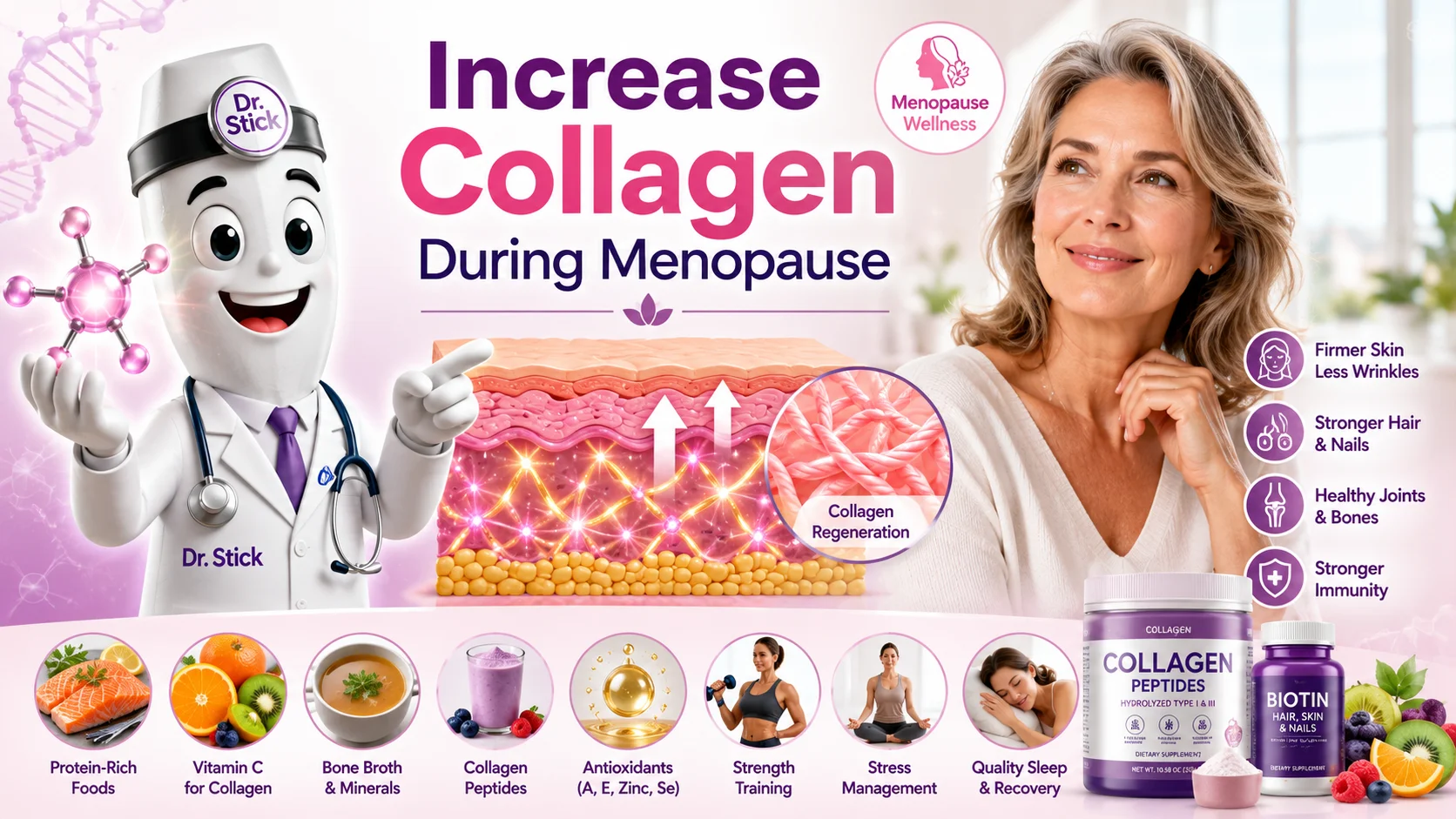 How to Increase Collagen During Menopause Before Wrinkles and Sagging Skin Worsen 1 collagen boost during menopause