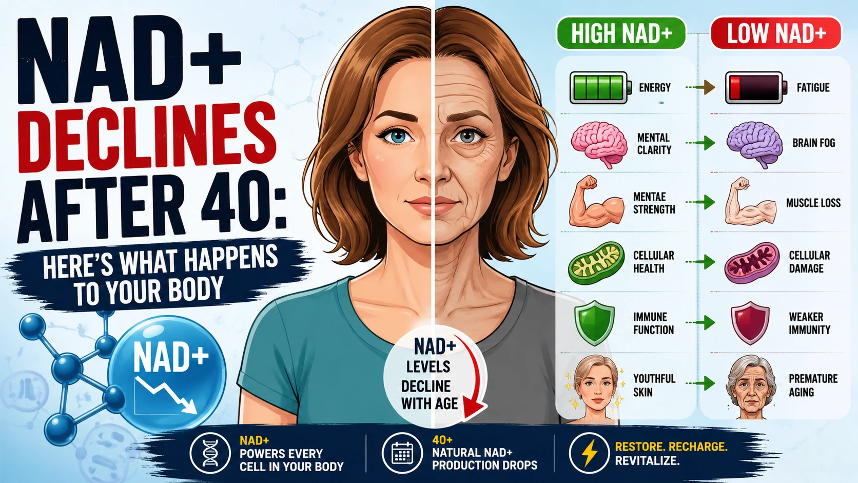 Understanding NAD+ decline after 40